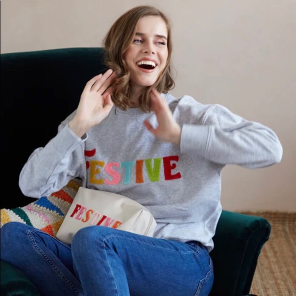 Shiraleah Tops - Shiraleah “Festive” Multi Color Crewneck Sweatshirt SIZE LARGE NEW